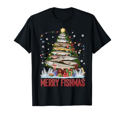 Merry Fishmas Angel-Weihnachtsbaum-Lichter für Männer, Angler T-Shirt Merry Fishmas Angel-Weihnachtsbaum-Lichter für Männer, Angler T-Shirt von Merry Fishmas Christmas Fishermen Anglers Men