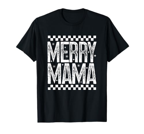 Merry Mama Christmas Mom Retro Kariert Urlaub Zitat T-Shirt Merry Mama Christmas Mom Retro Kariert Urlaub Zitat T-Shirt von Merry Mama T-Shirt Co.