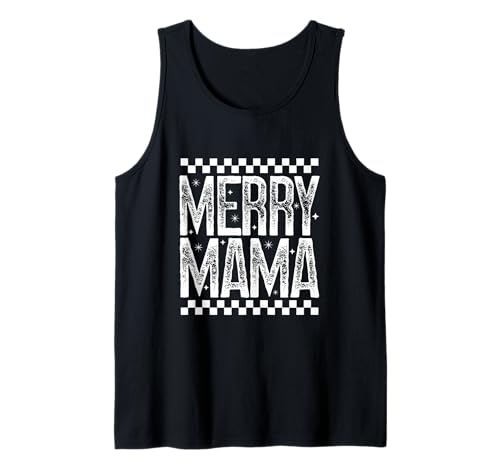 Merry Mama Christmas Mom Retro Kariert Urlaub Zitat Tank Top Merry Mama Christmas Mom Retro Kariert Urlaub Zitat Tank Top von Merry Mama T-Shirt Co.