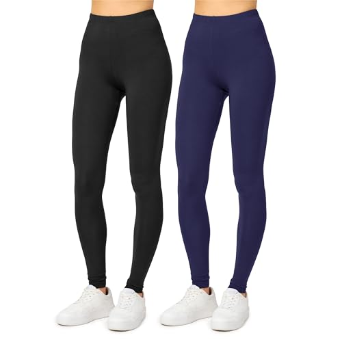 Merry Style 2er Pack Leggings für Damen Bequeme und blickdichte Leggings Damen Lang Leggins Damen MS10-143 (Schwarz/Marineblau, M) von Merry Style