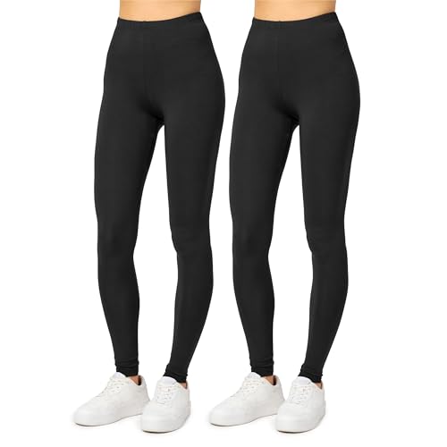 Merry Style 2er Pack Leggings für Damen Bequeme und blickdichte Leggings Damen Lang Leggins Damen MS10-143 (Schwarz/Schwarz, 3XL) von Merry Style