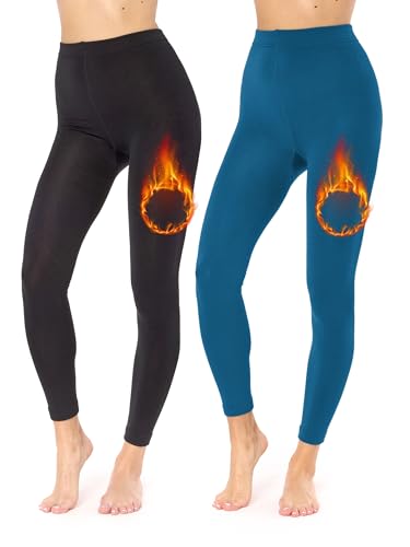 Merry Style 2er Pack Thermo Leggings Damen gefütterte Thermoleggings Thermohose Damen Winter Leggings warm Outdoor gefüttert MS-ATX-441 (Schwarz/Marine, XL-XXL) von Merry Style