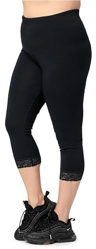 Merry Style 3/4 Capri Plus Size Leggings Große Größen Damen Caprihose Blickdichte Leggings mit Spitze aus Viskose MS10-452 (DunkelMelange, 6XL) von Merry Style