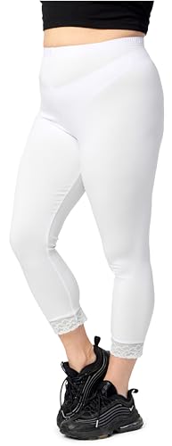Merry Style 3/4 Capri Plus Size Leggings Große Größen Damen Caprihose Blickdichte Leggings mit Spitze aus Viskose MS10-452 (Marineblau, 4XL) von Merry Style