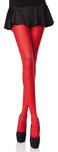 Merry Style Blickdichte Damen Strumpfhose Microfaser 70 DEN (Rot, 5 (44-48)) von Merry Style