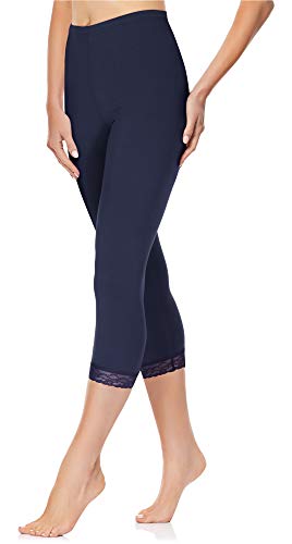 Merry Style Damen 3/4 Capri Leggings aus Baumwolle mit Spitze MS10-224 (Marineblau, L) von Merry Style