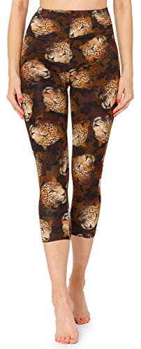 Merry Style Damen 3/4 Capri Leggings mit Allover Print Muster bunt MS10-411(Gepard,M) von Merry Style