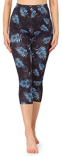 Merry Style Damen 3/4 Capri Leggings mit Allover Print Muster bunt MS10-411(Marineblau/Blau Blätter,XS) von Merry Style
