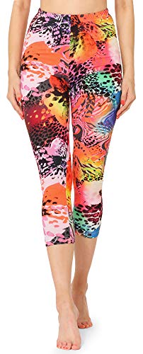 Merry Style Damen 3/4 Capri Leggings mit Allover Print Muster bunt MS10-411(Mehrfarbig Drucken,XS) von Merry Style