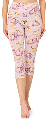 Merry Style Damen 3/4 Capri Leggings mit Allover Print Muster bunt MS10-411(Rosa/Hunde,S) von Merry Style