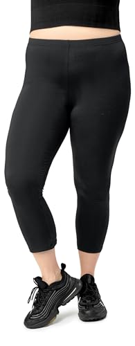 Merry Style Damen 3/4 Leggings Capri Große Größen Damen Leggings aus Baumwolle Capri Sportleggings MS10-455 (Schwarz, 4XL) von Merry Style