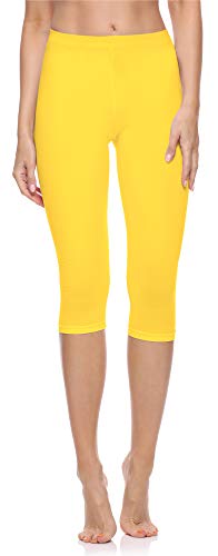 Merry Style Damen 3/4 Leggings Capri Leggings Damen Capri Sportleggings MS10-199 (Gelb, XXL) von Merry Style