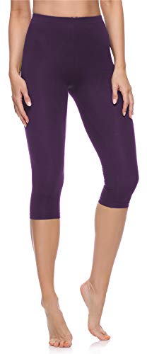 Merry Style Damen 3/4 Leggings Capri Leggings Damen Capri Sportleggings MS10-199 (Purpur,XXL) von Merry Style