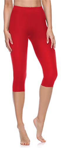 Merry Style Damen 3/4 Leggings Capri Leggings Damen aus Baumwolle Capri Sportleggings MS10-199 (Rot, XXL) von Merry Style