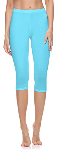 Merry Style Damen 3/4 Leggings Capri Leggings Damen aus Baumwolle Capri Sportleggings MS10-199 (Türkis, L) von Merry Style