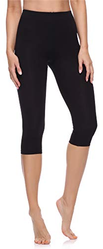 Merry Style Damen 3/4 Leggings Capri Leggings Damen aus Baumwolle Capri Sportleggings MS10-199 (Schwarz, M) von Merry Style