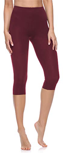 Merry Style Damen 3/4 Leggings Capri Leggings Damen aus Baumwolle Capri Sportleggings MS10-199 (Weinrot, S) von Merry Style