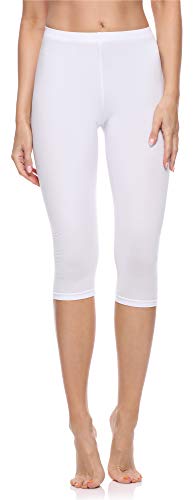 Merry Style Damen 3/4 Leggings Capri Leggings Damen aus Baumwolle Capri Sportleggings MS10-199 (Weiß, S) von Merry Style