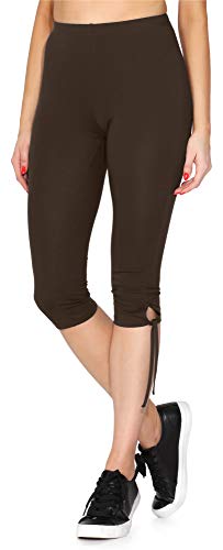 Merry Style Damen 3/4 Leggings mit Beinabschluss zum Binden Capri-Leggings MS10-378(Braun,M) von Merry Style