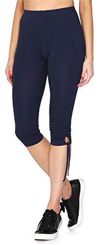 Merry Style Damen 3/4 Leggings mit Beinabschluss zum Binden Capri-Leggings MS10-378(Marineblau,M) von Merry Style