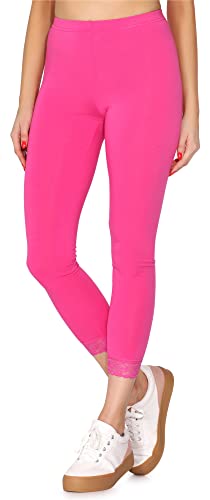 Merry Style Damen 7/8 Leggings mit Spitze MS10-342(Rosa,L) von Merry Style