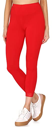 Merry Style Damen 7/8 Leggings mit Spitze MS10-342(Rot,S) von Merry Style