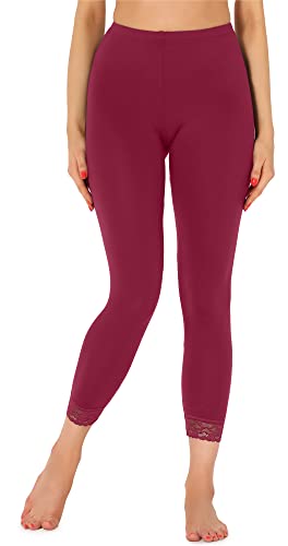 Merry Style Damen 7/8 Leggings mit Spitze MS10-342(Weinrot,S) von Merry Style