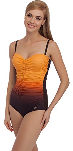 Merry Style Damen Badeanzug MS62 (Braun/Orange, 38) von Merry Style