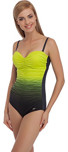 Merry Style Damen Badeanzug MS62 (Graphite/Zitronengelb, 38) von Merry Style