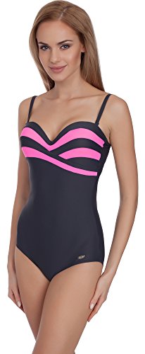 Merry Style Damen Badeanzug MS63 (Graphite/Rosa, 40) von Merry Style