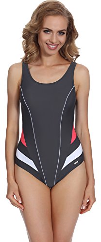 Merry Style Damen Badeanzug MSAQ17 (Graphite/Coral, 38) von Merry Style