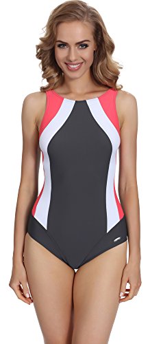 Merry Style Damen Badeanzug MSAQ19 (Graphite/Coral, 46) von Merry Style