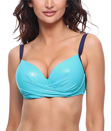 Merry Style Damen Bikini Oberteil P654EB (Glänzend Blau/Dunkelblau, 75 D) von Merry Style