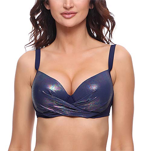 Merry Style Damen Bikini Oberteil P654EB (Glänzend Dunkelblau, 75 E) von Merry Style