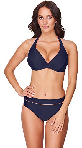 Merry Style Damen Bikini Set 74RN24 (Navy/Orange, Cup 80 G/Unterteil 40) von Merry Style