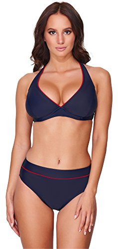 Merry Style Damen Bikini Set 74RN24 (Navy/Rot, Cup 75 F/Unterteil 38) von Merry Style