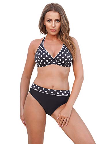 Merry Style Damen Bikini Set 74RN24 (Schwarz/Punkte, Cup 75 D/Unterteil 38) von Merry Style