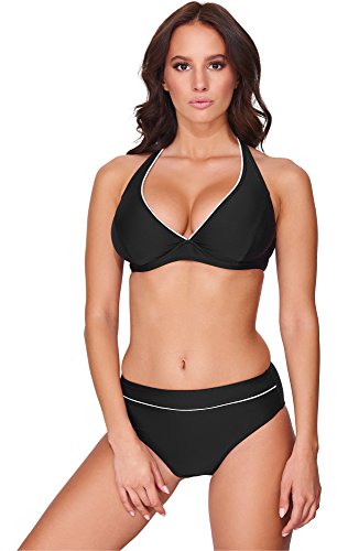 Merry Style Damen Bikini Set 74RN24 (Schwarz/Weiß, Cup 75 B/Unterteil 38) von Merry Style