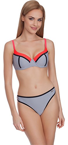 Merry Style Damen Bikini Set MS75 (Grau/Rot, 40) von Merry Style