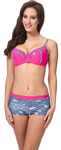 Merry Style Damen Bikini Set MSVR725 (Blau Jeans/Rosa, 44) von Merry Style