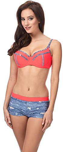 Merry Style Damen Bikini Set MSVR725 (Blau Jeans/Rot, 42) von Merry Style