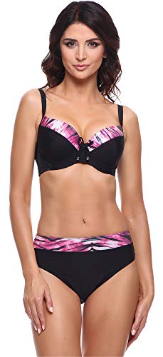 Merry Style Damen Bikini Set P63581 (Schwarz/Fuchsie, Cup 75 E/Unterteil 38) von Merry Style