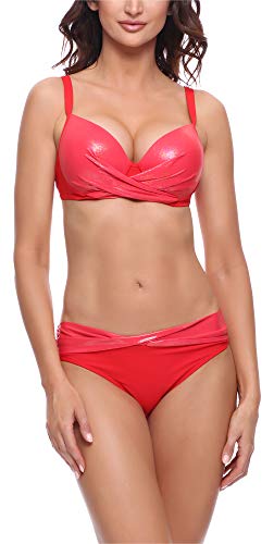 Merry Style Damen Bikini Set P65425EB (Glänzend Rot, Cup 75 D/Unterteil 38) von Merry Style