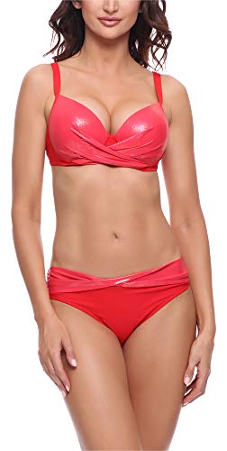 Merry Style Damen Bikini Set P65425EB (Glänzend Rot, Cup 90 B/Unterteil 44) von Merry Style