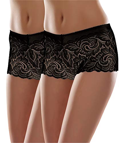 Merry Style Damen Panty aus Spitze Mit Muster Blumen Unterhosen MSGAB52 (Schwarz (2Pack), 36 (Herstellergröße: S)) von Merry Style