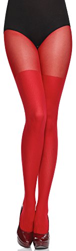 Merry Style Damen Strumpfhose MS 387 (Rot, M (36-40)) von Merry Style