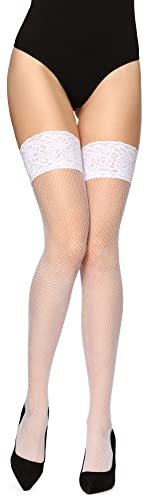 Merry Style Damen Halterlose Netzstrümpfe MSSS003 (Bianco, M/L (40-44)) von Merry Style