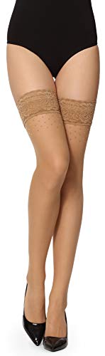 Merry Style Damen Halterlose Strümpfe mit Muster 20 DEN (Daino, XS-S) von Merry Style