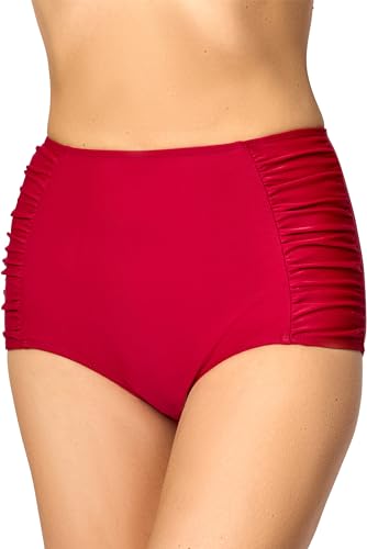 Merry Style Damen High Waist Bikinihose Bauch Weg Effekt Badehose MS10-119 (Weinrot (4242), 44) von Merry Style