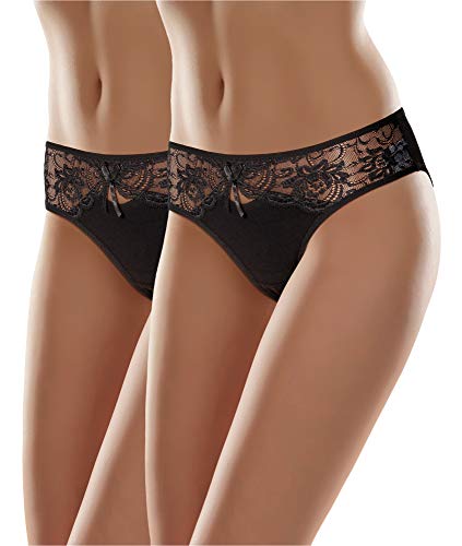 Merry Style Damen Hüftslip MSGAB17 (Schwarz (2Pack), 38 (Herstellergröße: M)) von Merry Style